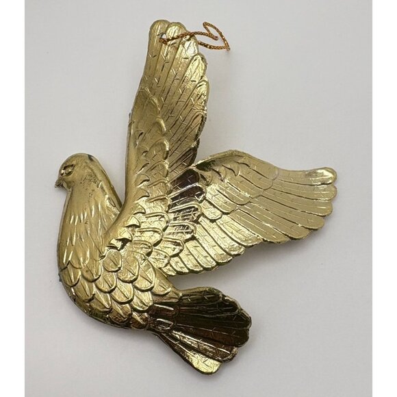Vintage Gold Tone Dove Christmas Tree Ornament Bird in Flight Peace Harmony - Picture 2 of 6